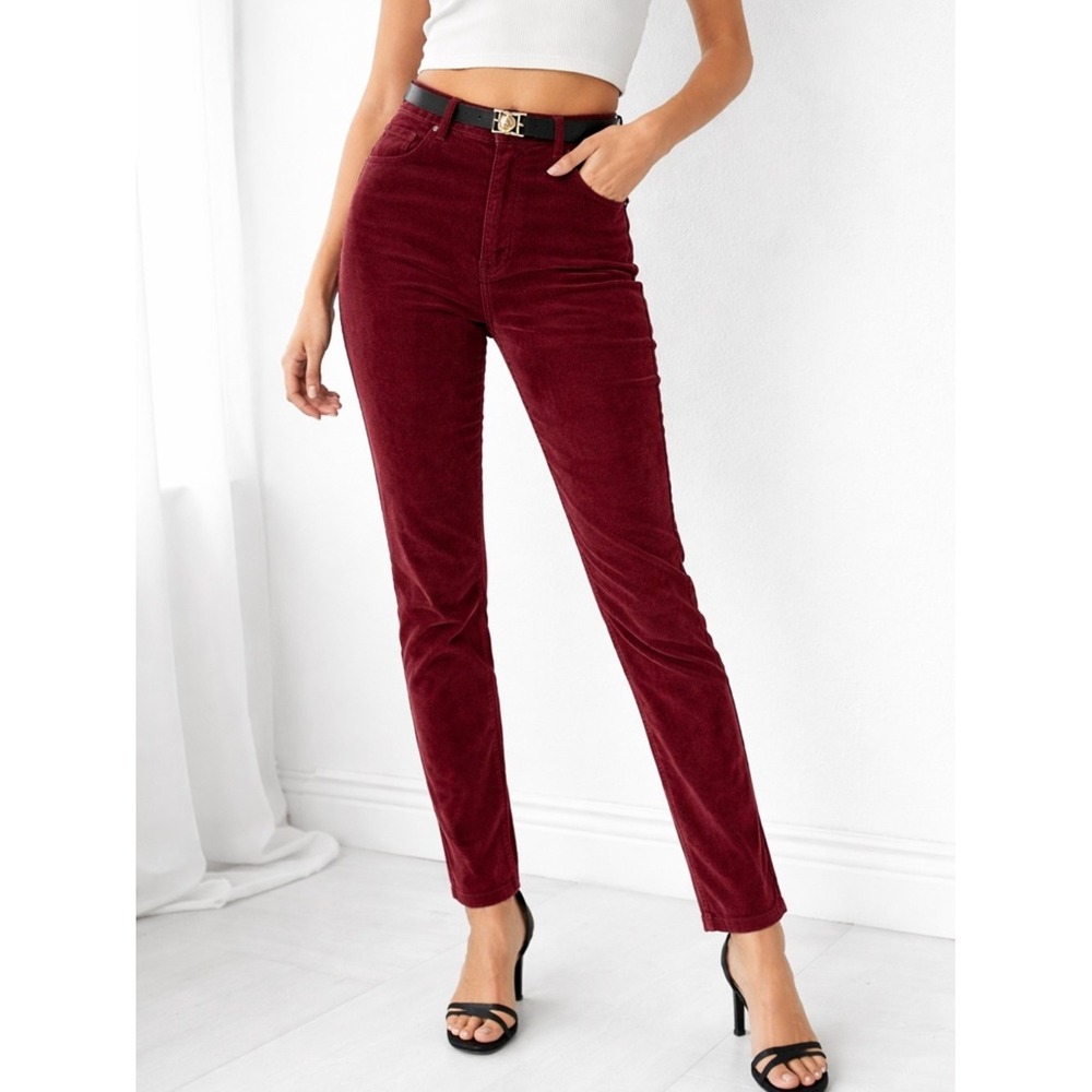 Gap True Skinny Corduroy Pants Burgundy High‎ Rise 28 Regular Slim Fit Maroon